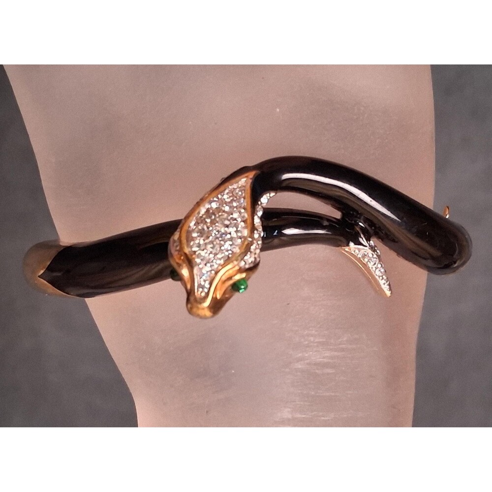 Vintage Panetta Snake Bracelet Rhinestones & Enamel
